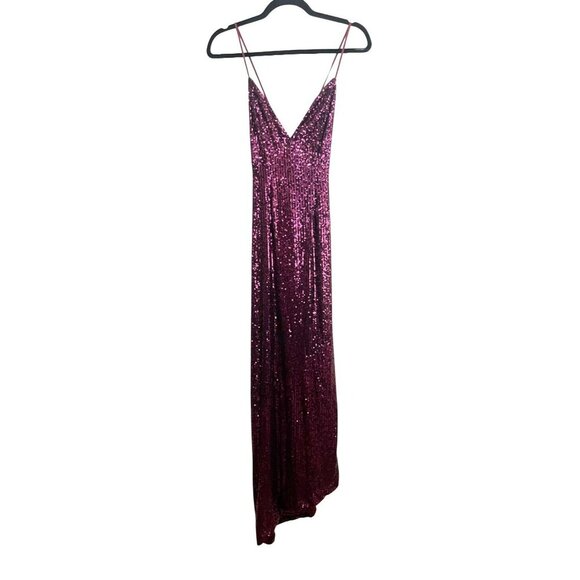 Retrofete $966 Sequin Violet Asymmetrical Tie Back Maxi Dress Sz XS NWT - Picture 3 of 12